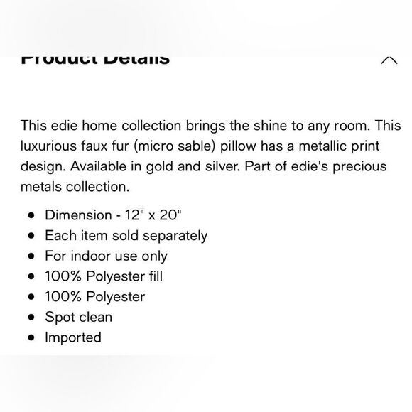 Edie@Home 12X20 pair of lumbar pillows.  Precious metals collection price FIRM - Picture 4 of 7